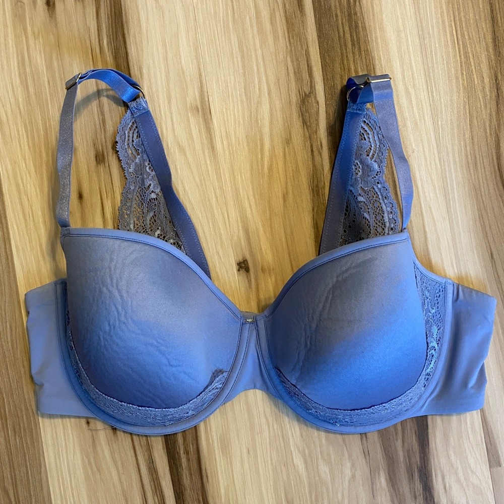ThirdLove 24/7 Lace Detail T-Shirt Bra Periwinkle Blue 38D Underwire Memory Foam
